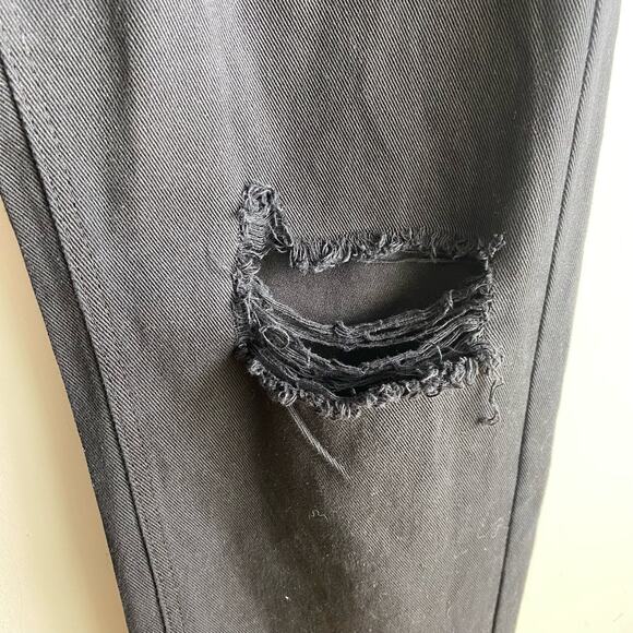 Princess Polly Wide Leg High Rise 100% Cotton Black Jean Distressed 8 - Picture 3 of 11